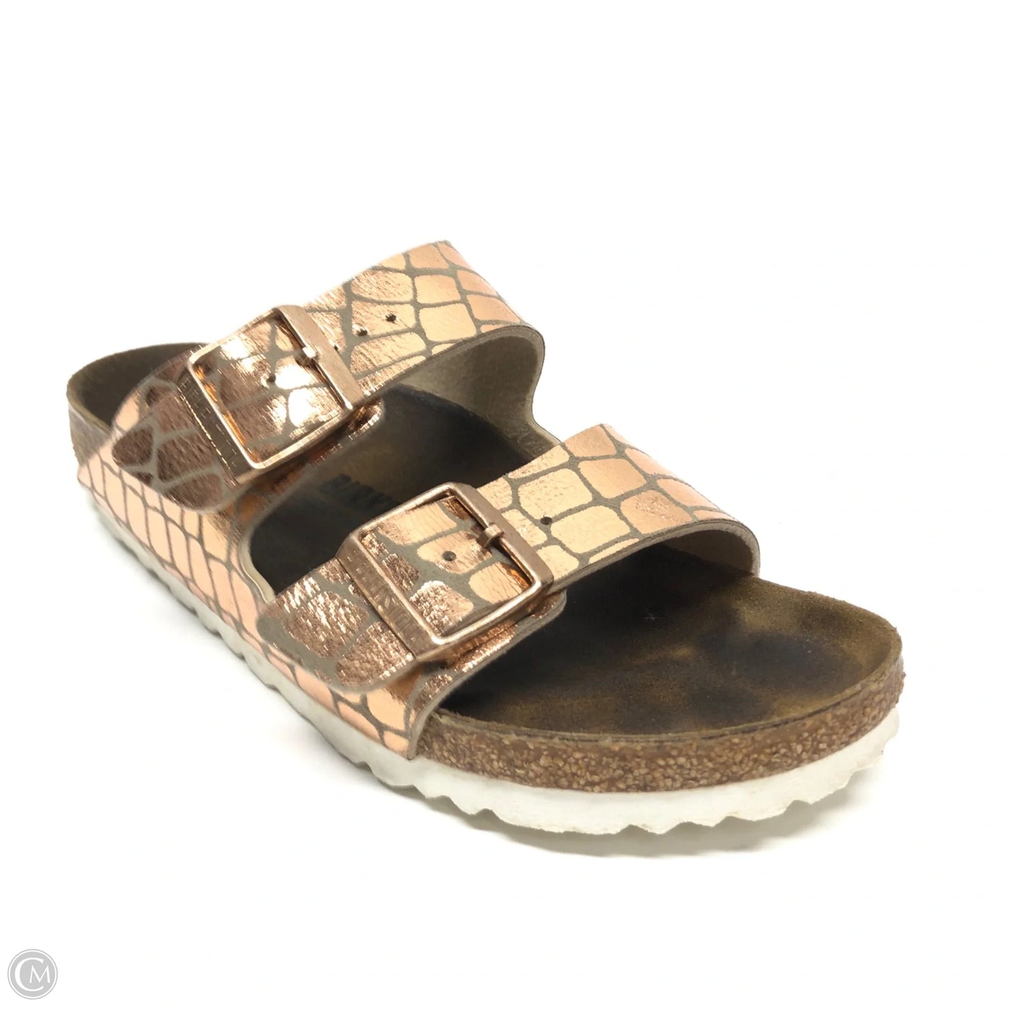 Sandals Flats By Birkenstock In Gold, Size: 6