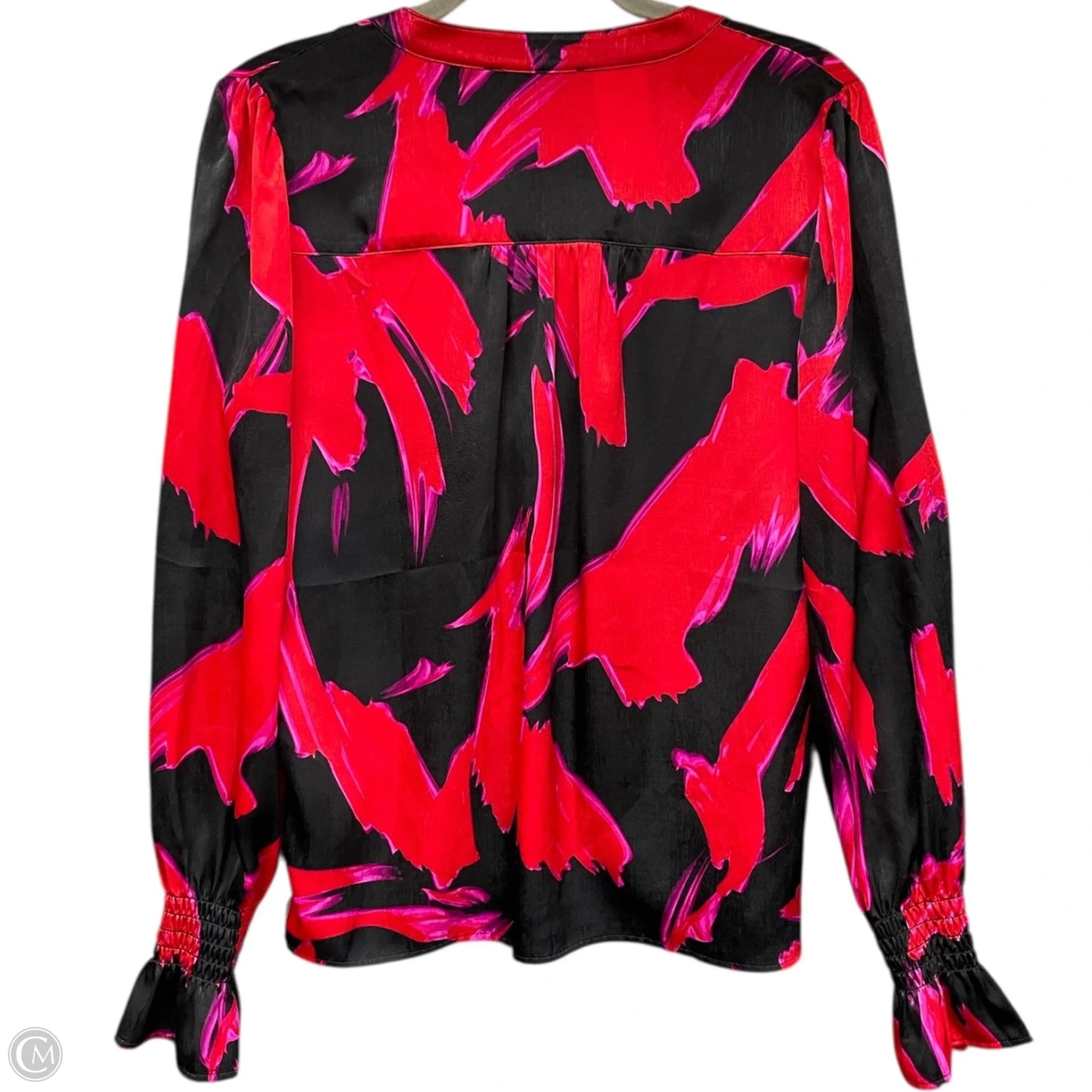 Blouse Long Sleeve By Dkny In Black & Red, Size: S