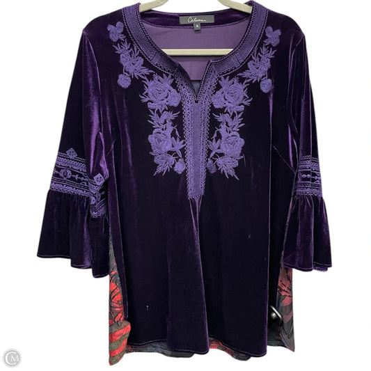 Tunic Long Sleeve By Calessa In Purple, Size: S