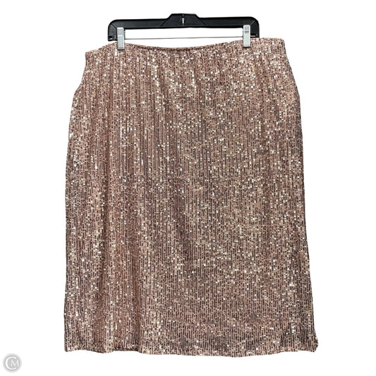 Skirt Midi By Time And Tru In Rose Gold, Size: Xl