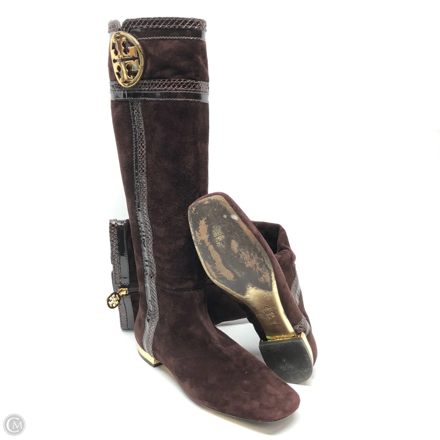 Boots Designer By Tory Burch In Brown, Size: 7