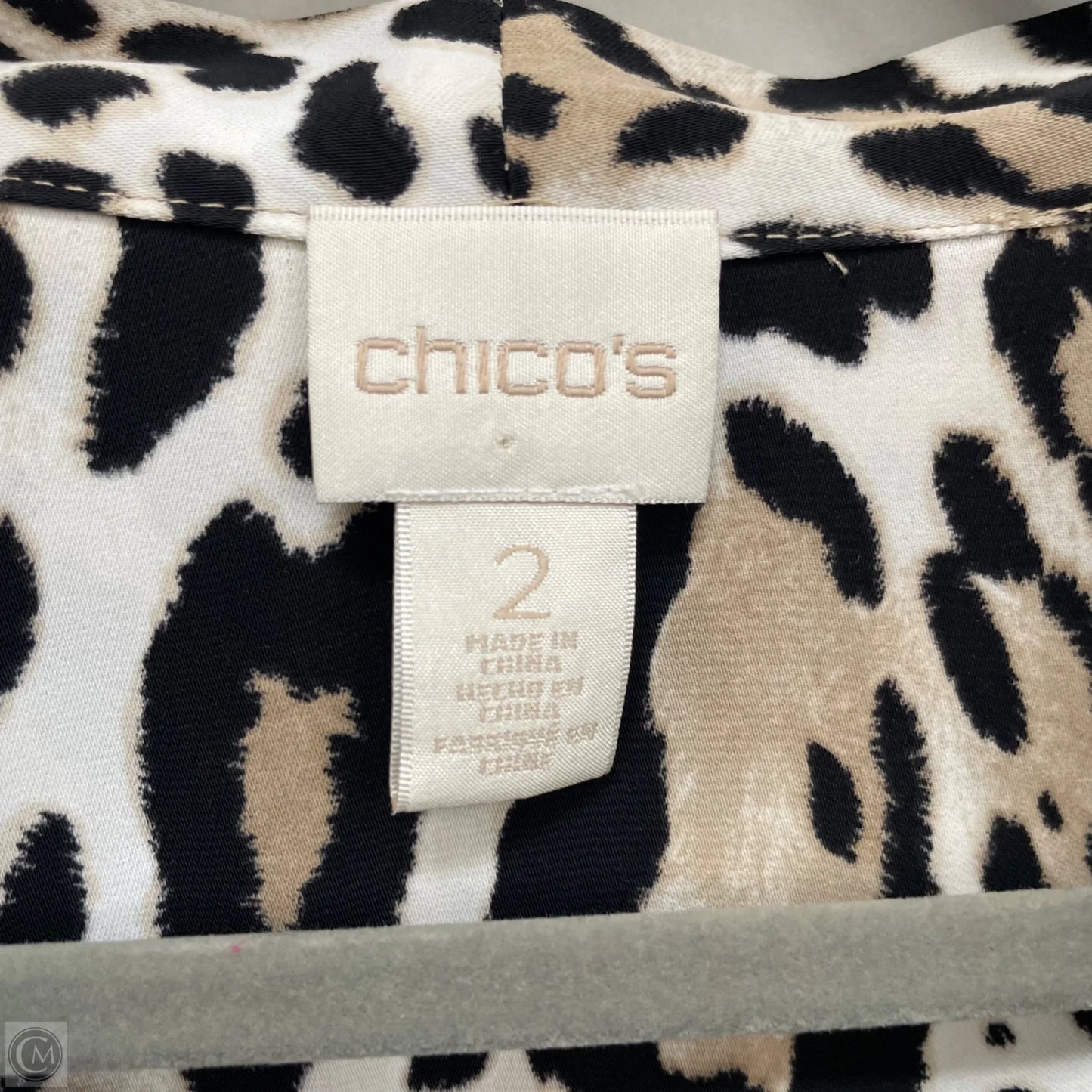Blouse Long Sleeve By Chicos In Leopard Print, Size: L