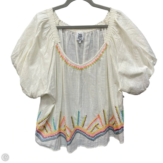 Top Short Sleeve By Ivy Jane In Cream, Size: Xl