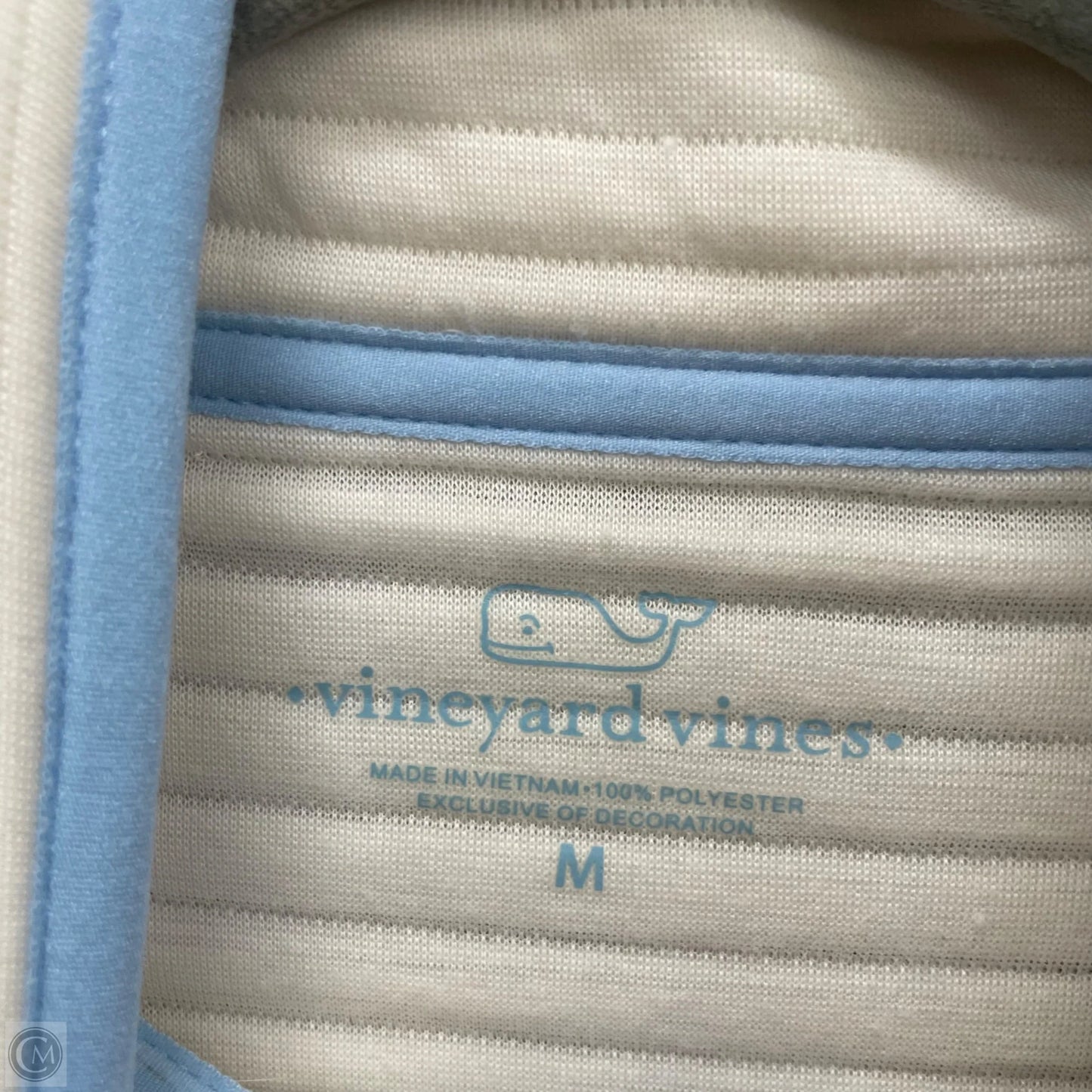 Athletic Top Long Sleeve Collar By Vineyard Vines In Blue & Cream, Size: M