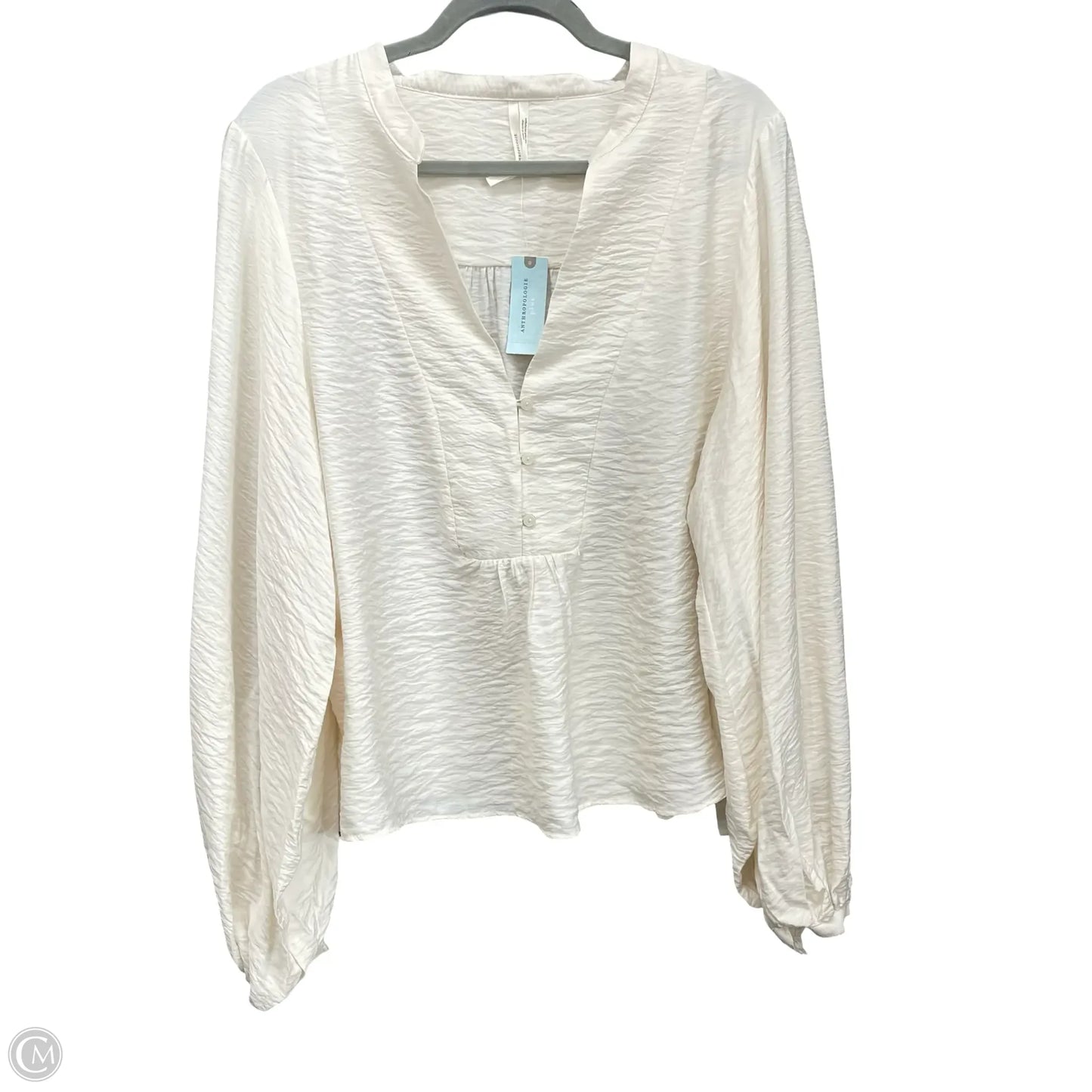 Blouse Long Sleeve By Anthropologie In Cream, Size: 1x