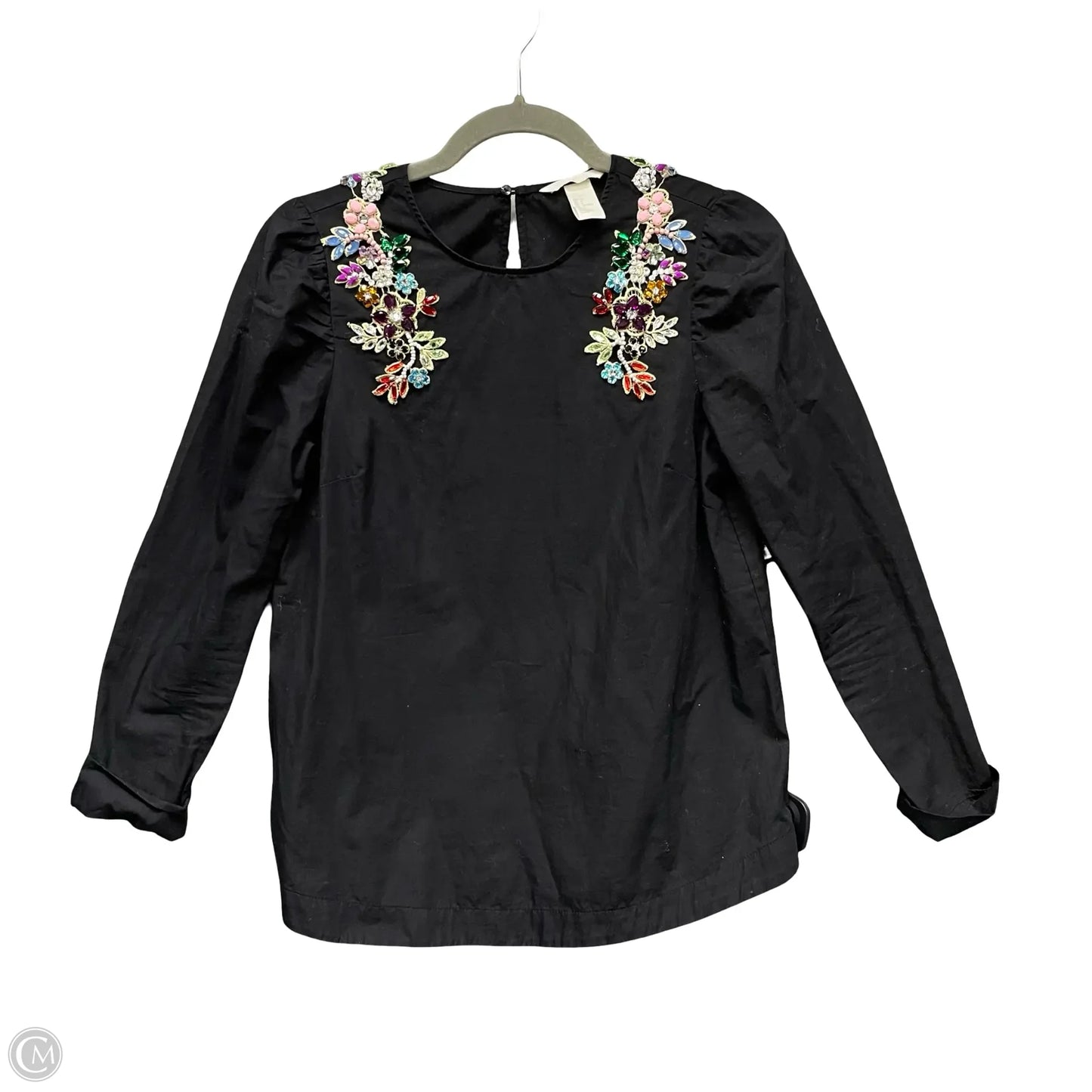 Top Long Sleeve By H&m In Black, Size: S