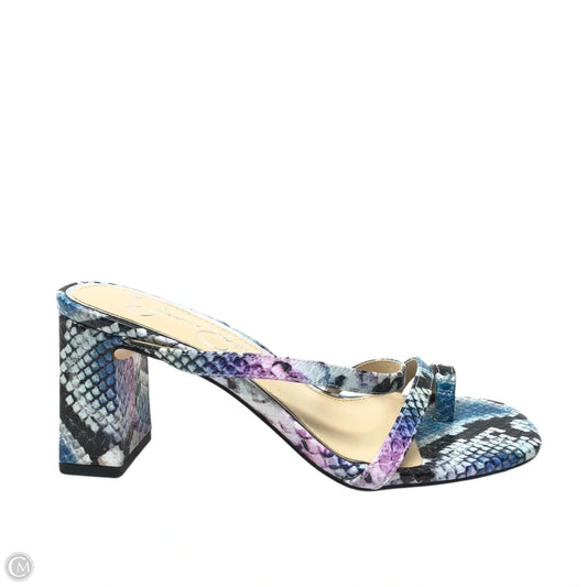 Sandals Heels Block By Jessica Simpson In Snakeskin Print, Size: 6