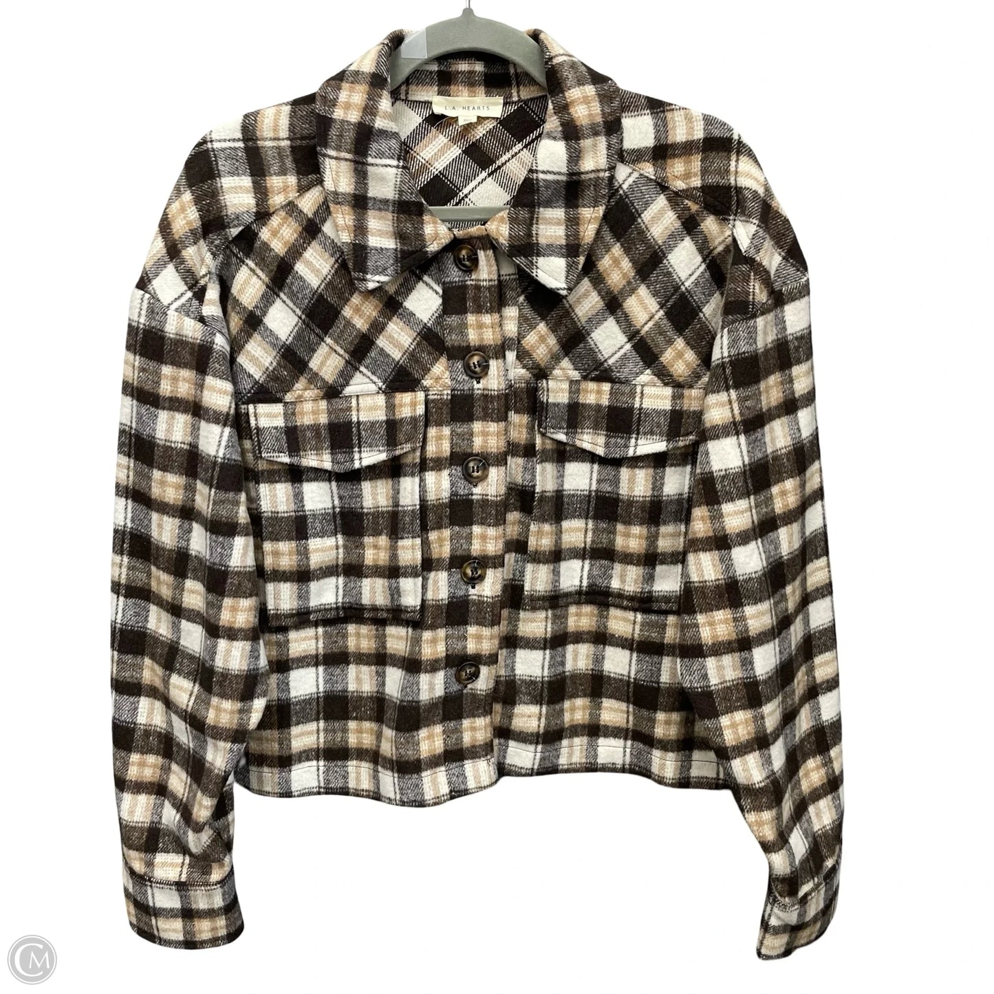 Jacket Shirt By La Hearts In Brown & Tan, Size: M