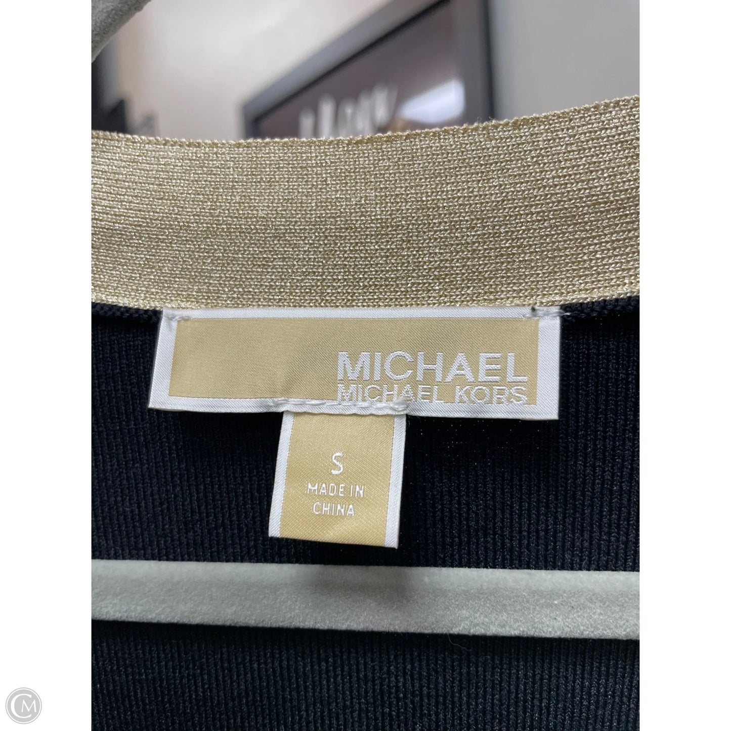 Sweater Cardigan By Michael By Michael Kors In Black & Gold, Size: S
