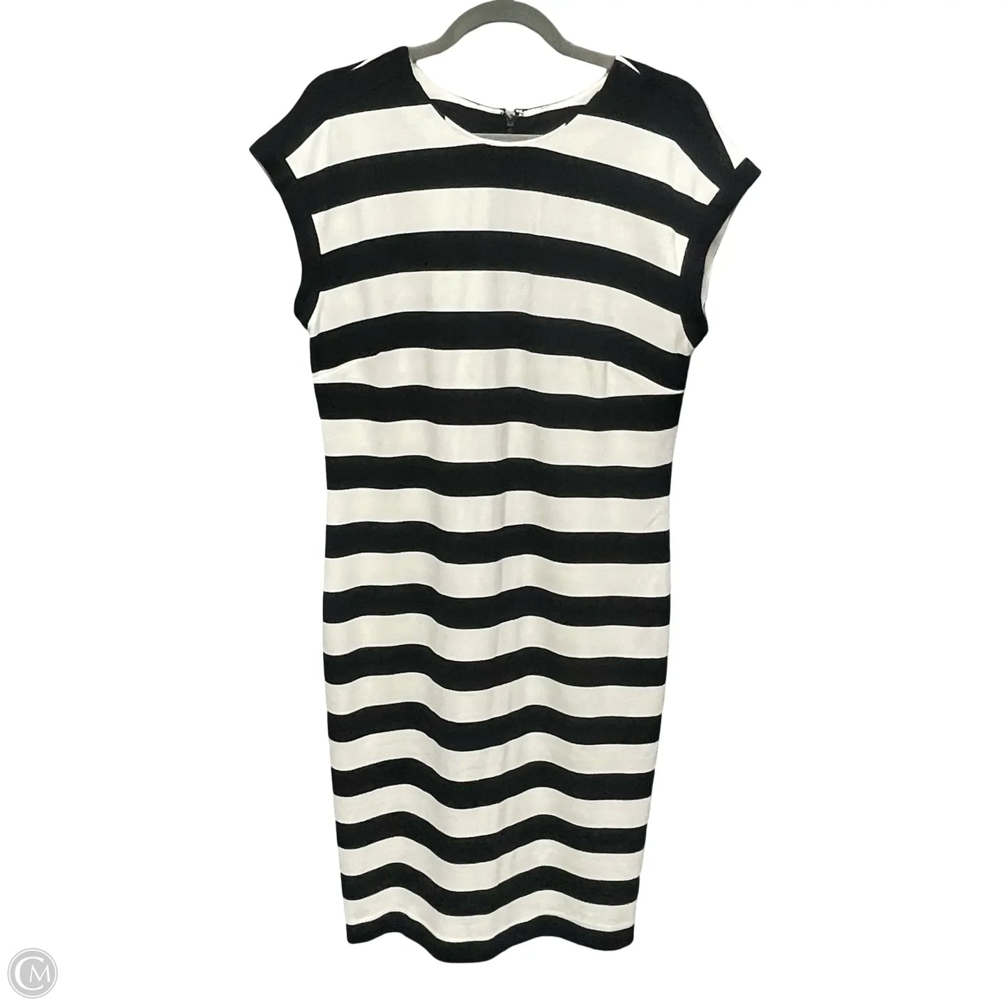 Dress Casual Midi By Banana Republic In Black & Cream, Size: 14