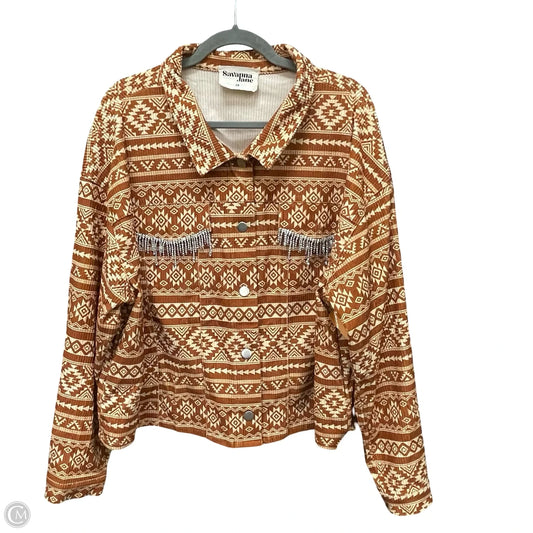 Jacket Shirt By Savanna Jane In Orange, Size: 2x