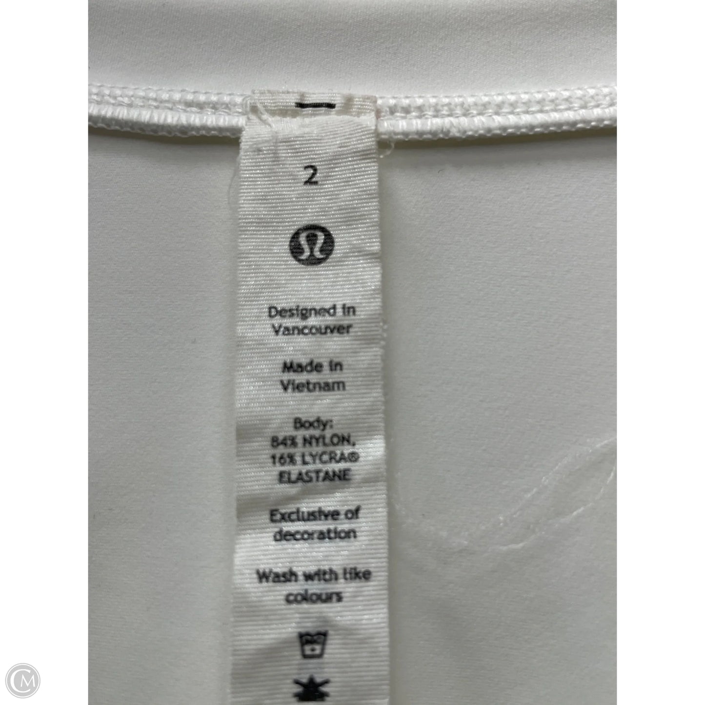 Athletic Top Short Sleeve By Lululemon In White, Size: 2