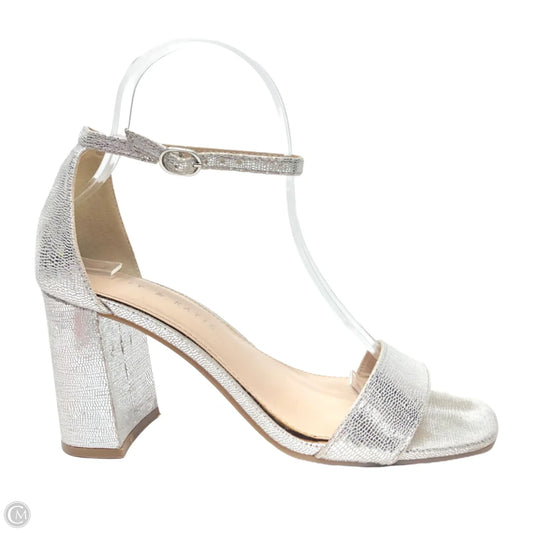 Sandals Heels Block By Kelly And Katie In Silver, Size: 7.5