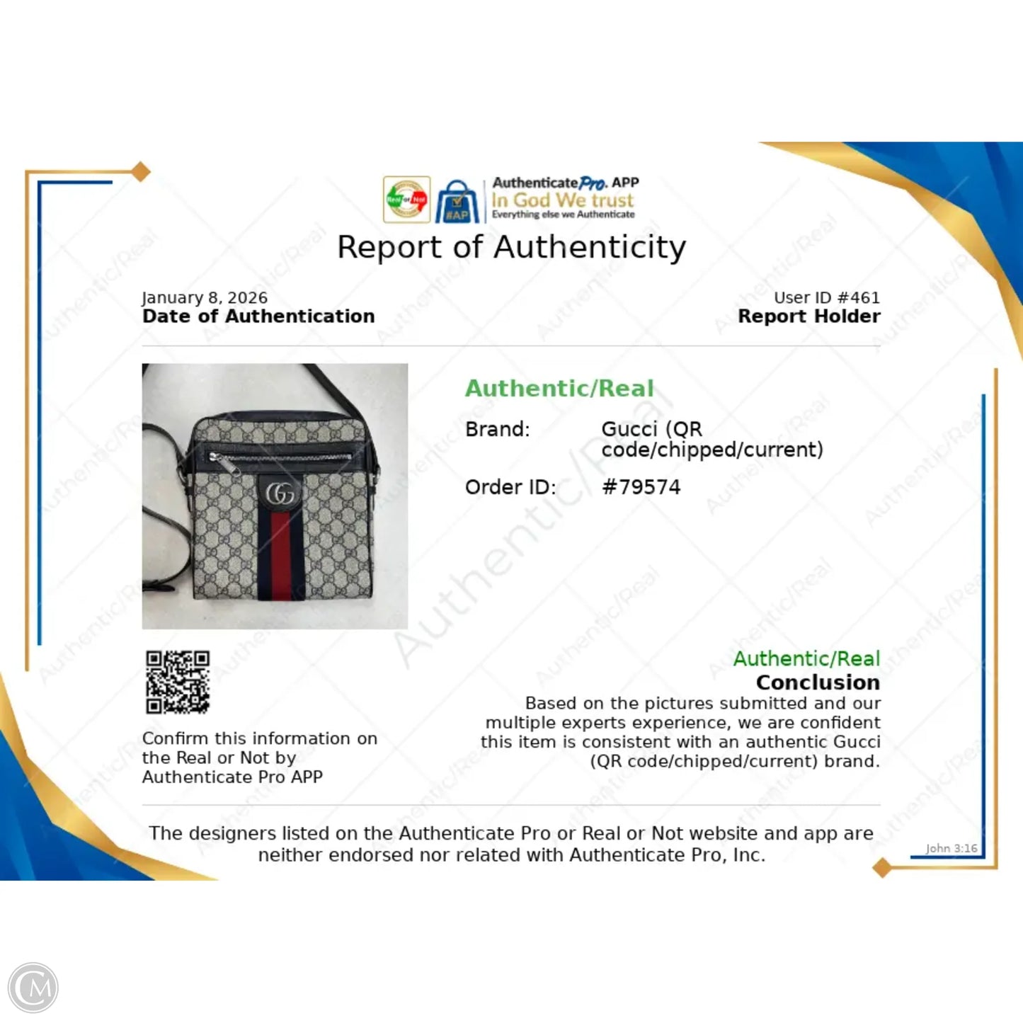 Crossbody Luxury Designer By Gucci, Size: Medium