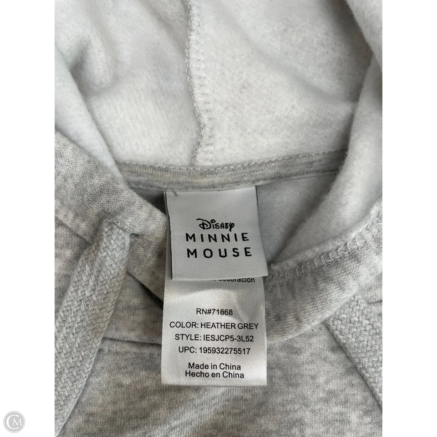 Sweatshirt Hoodie By Disney In Grey, Size: L
