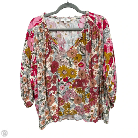 Top 3/4 Sleeve By Entro In Floral Print, Size: M