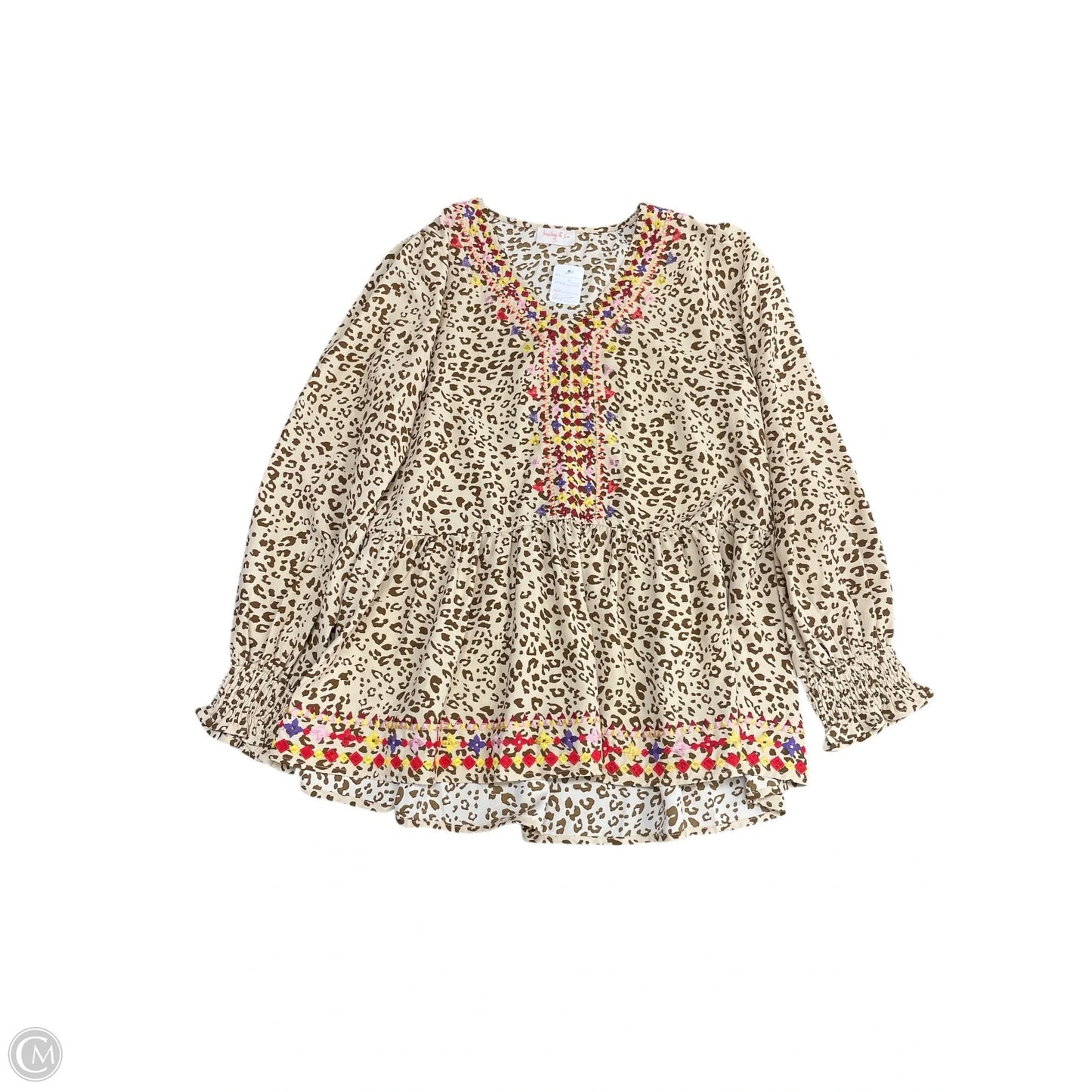 Tunic Long Sleeve By Hailey & Co In Leopard Print, Size: S