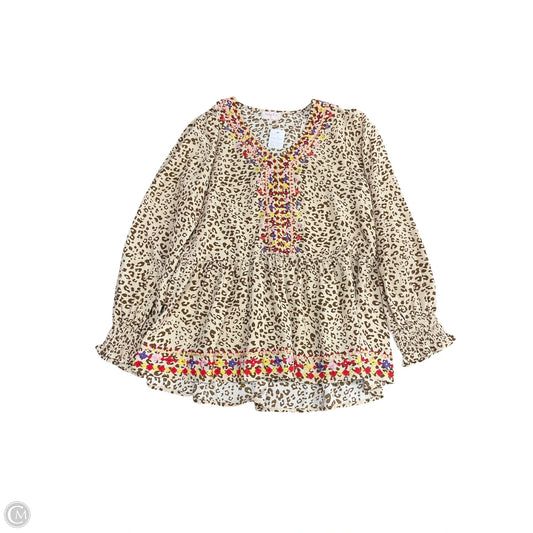 Tunic Long Sleeve By Hailey & Co In Leopard Print, Size: S