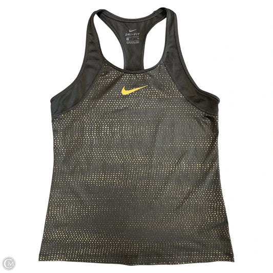 Athletic Tank Top By Nike Apparel In Black & Gold, Size: S