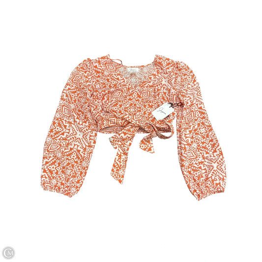 Blouse Long Sleeve By Japna In Orange & White, Size: M