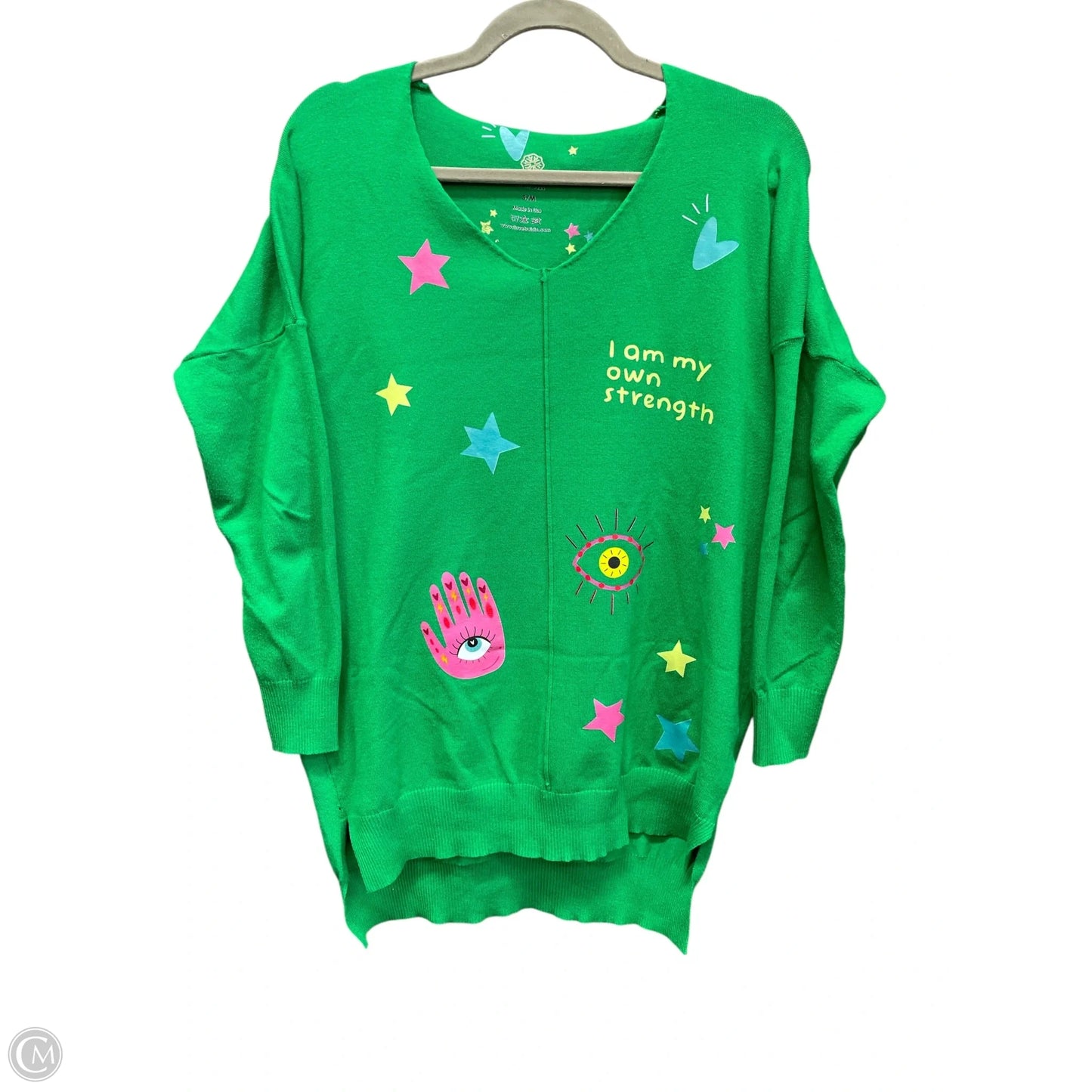 Top Long Sleeve By Cmc In Green, Size: M