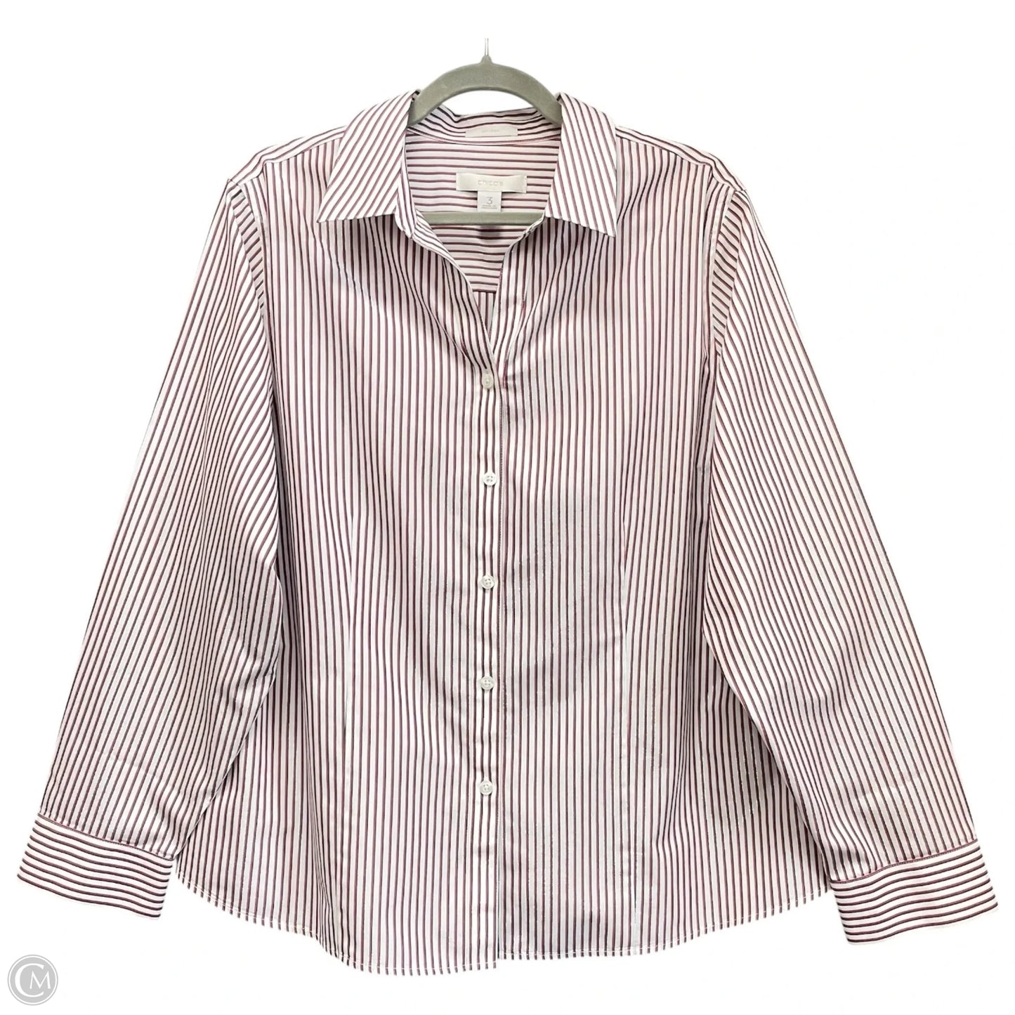 Top Long Sleeve By Chicos In Striped Pattern, Size: Xl