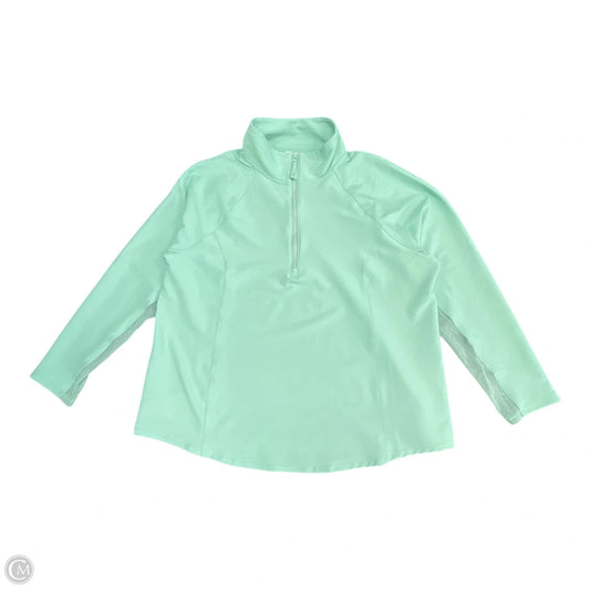 Athletic Top Long Sleeve Collar By Chicos In Green, Size: Xl
