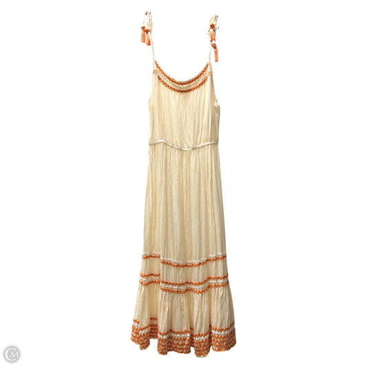 Dress Casual Midi By Blue Island In Cream & Orange, Size: L