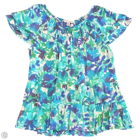 Blouse Short Sleeve By Counterparts In Blue & Green, Size: M