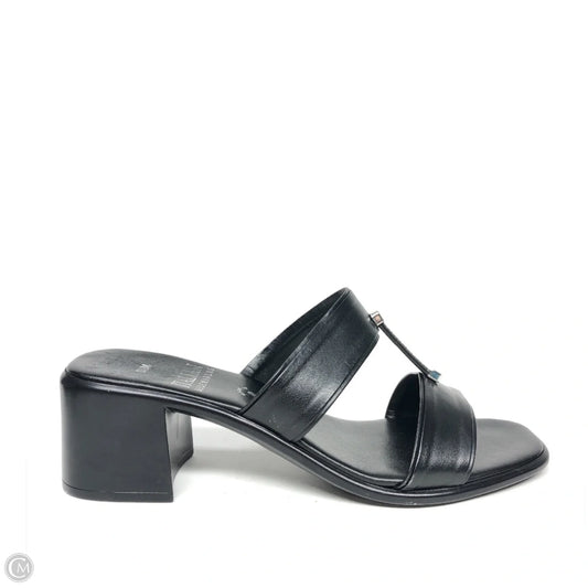 Sandals Heels Block By Italian Shoemakers In Black, Size: 9.5