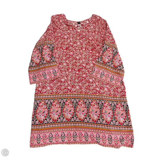 Dress Casual Short By Emery Rose In Pink & Red, Size: 3x
