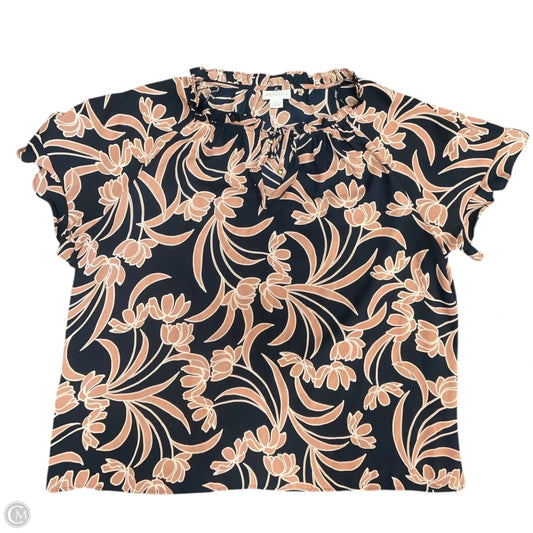 Blouse Short Sleeve By Liz Claiborne In Blue & Pink, Size: 1x