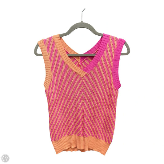 Top Sleeveless By Cme In Orange & Pink, Size: S