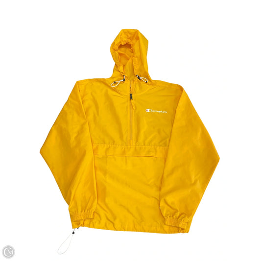 Jacket Windbreaker By Champion In Yellow, Size: S