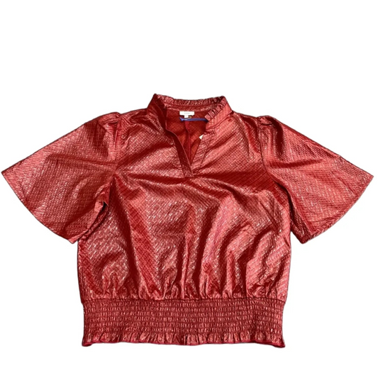 Top Short Sleeve By Voy In Maroon, Size: L