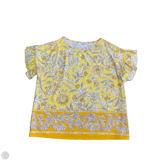 Top Short Sleeve By Perseption Concept In Yellow, Size: M