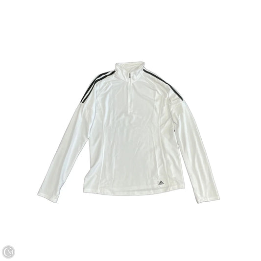 Athletic Top Long Sleeve Collar By Adidas In White, Size: S