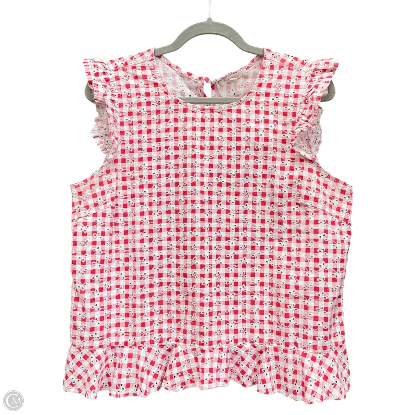 Top Short Sleeve By Solitaire In Red & White, Size: L
