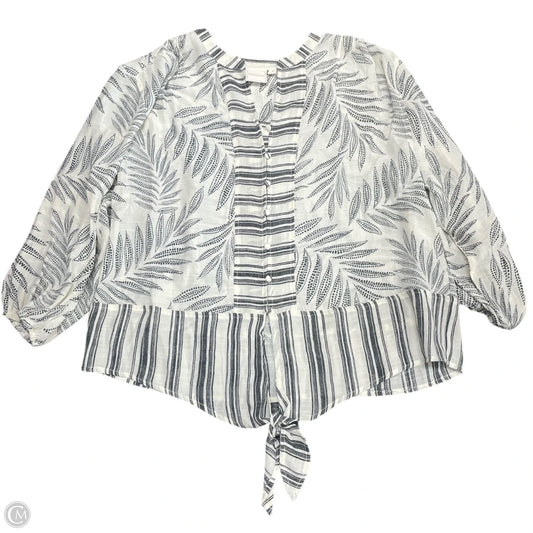 Top 3/4 Sleeve By Zac And Rachel In Grey & White, Size: M