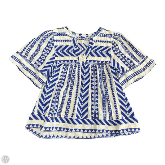 Tunic Short Sleeve By Old Navy In Blue & White, Size: L