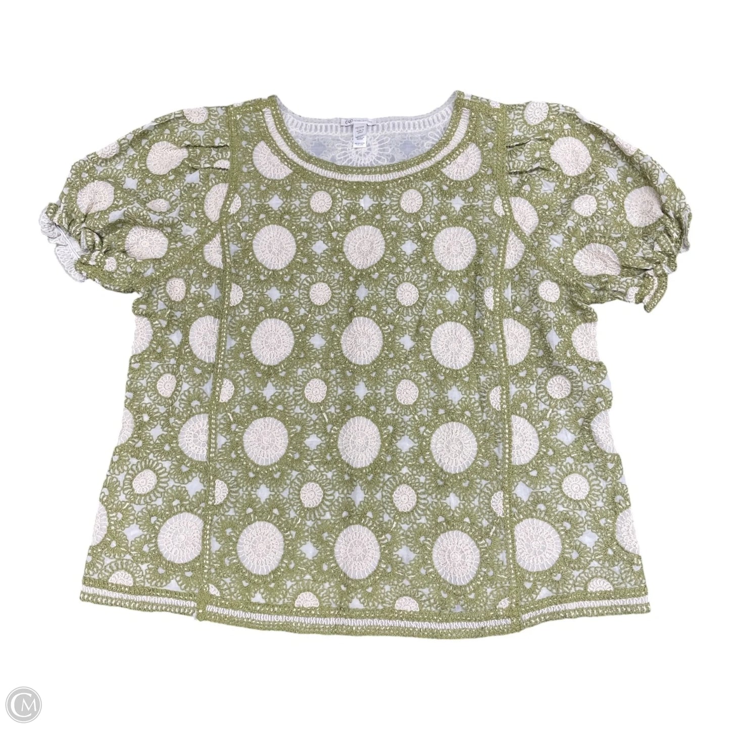 Top Short Sleeve By Cato In Green & Tan, Size: 1x