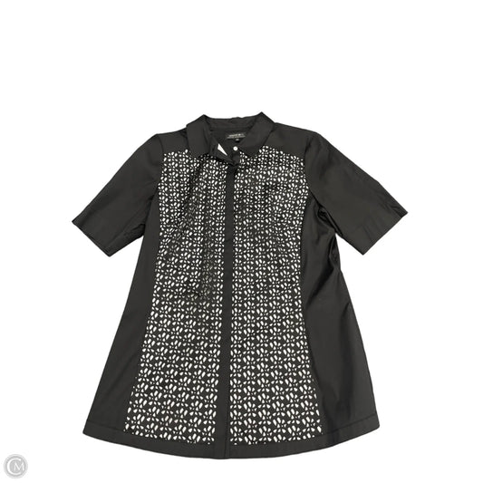 Top Short Sleeve Designer By Lafayette 148 In Black, Size: 10