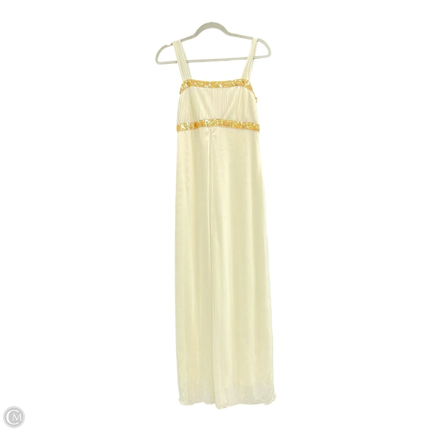Dress Party Long By Clothes Mentor In Cream, Size: L