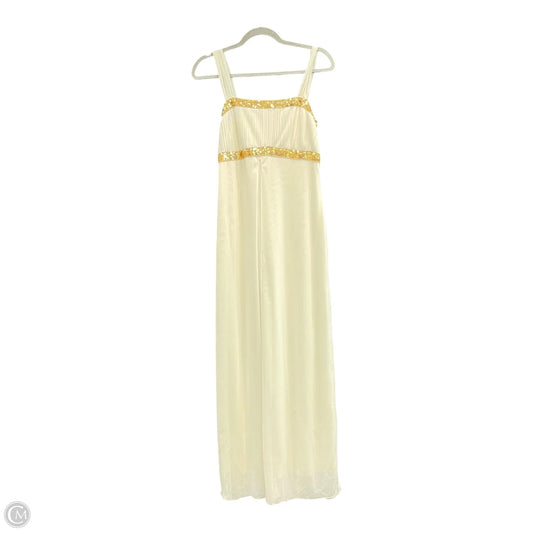 Dress Party Long By Clothes Mentor In Cream, Size: L