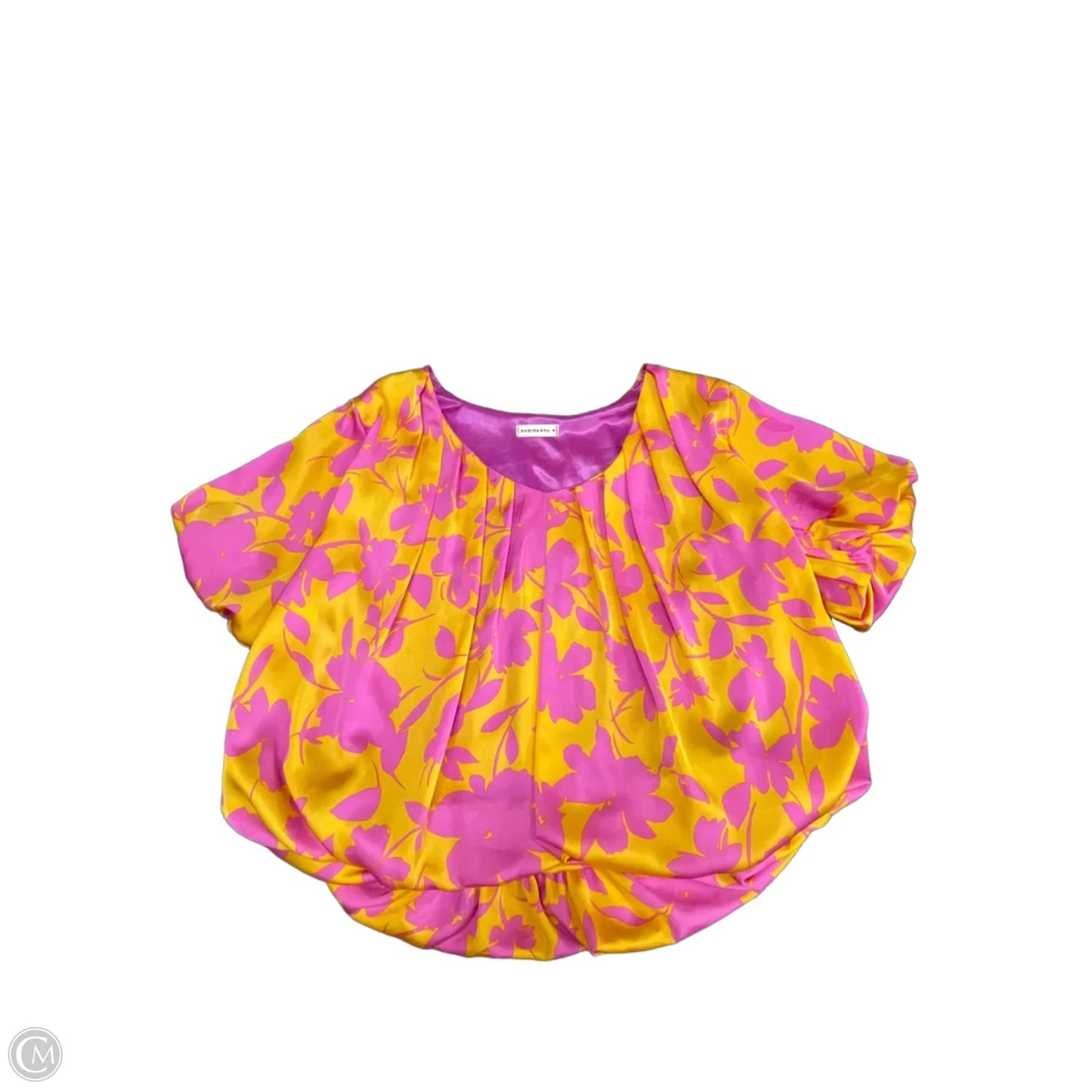 Blouse Short Sleeve By Andthewhy In Orange & Pink, Size: M
