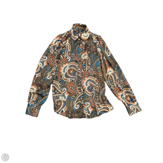 Blouse Long Sleeve By Cmb In Blue & Brown, Size: Xs