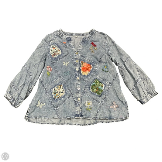 Top Long Sleeve By John Mark In Blue, Size: S