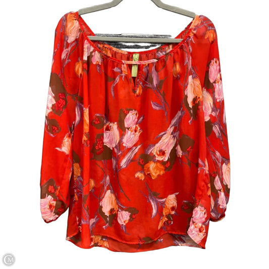 Blouse 3/4 Sleeve By Clothes Mentor In Red, Size: L