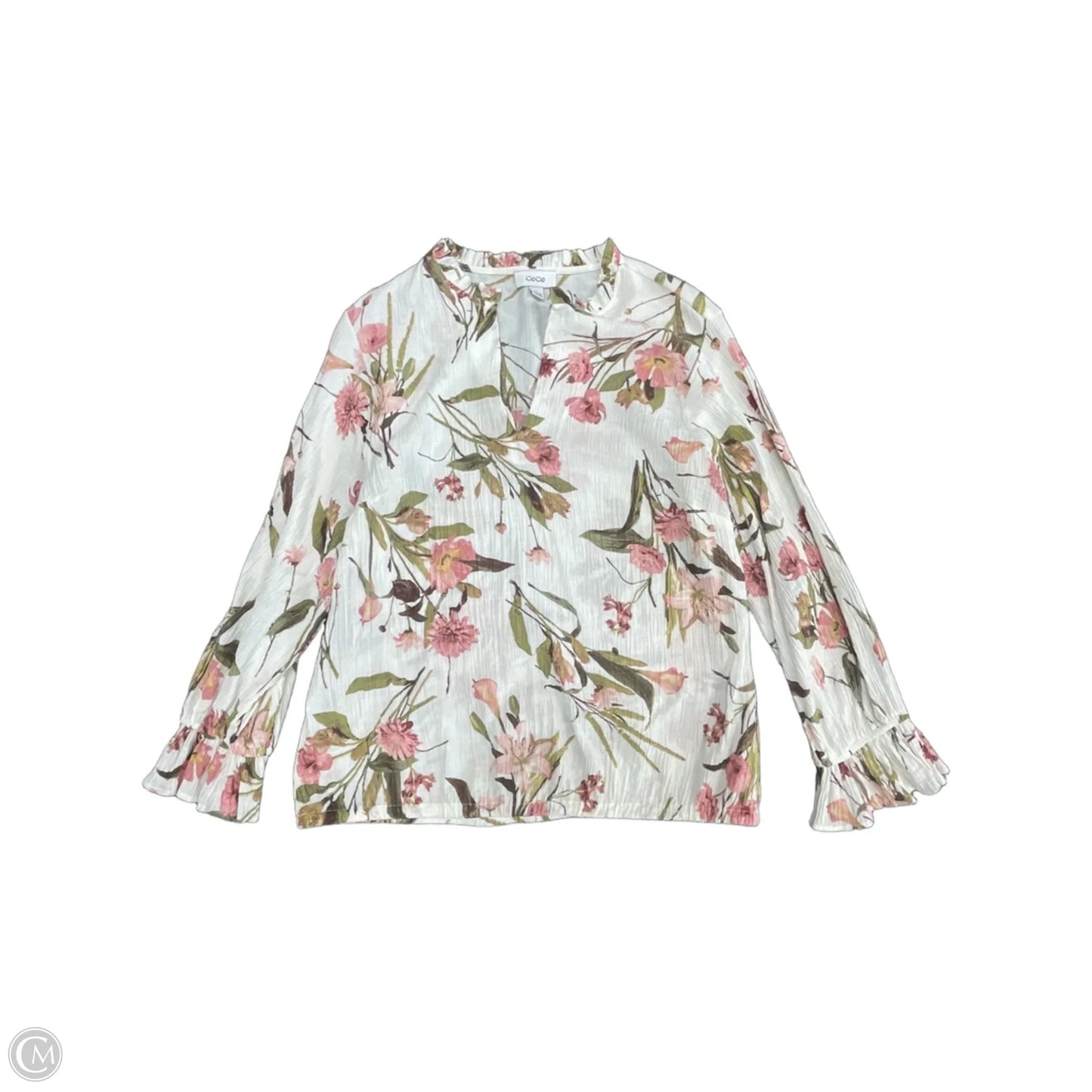 Blouse Long Sleeve By Cece In Floral Print, Size: L