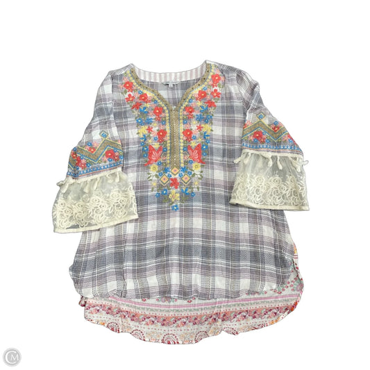 Tunic 3/4 Sleeve By John Mark In Multi-colored, Size: L